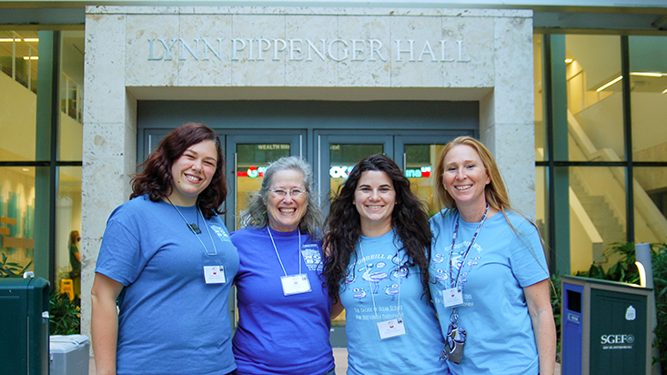 The Spoonbill planning team poses after a successful day of competition. Pictured in order, Brianna Michaud, Dr. Teresa Greely, Makenzie Kerr, and Lisa Rose-Mann. 