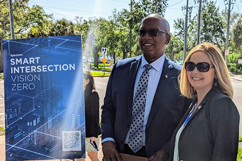 Mayor Ken Welch and St. Petersburg City Council Chair Gina Driscoll at the Innovation District's Smart City Showcase Tuesday. Photos by Mark Parker.