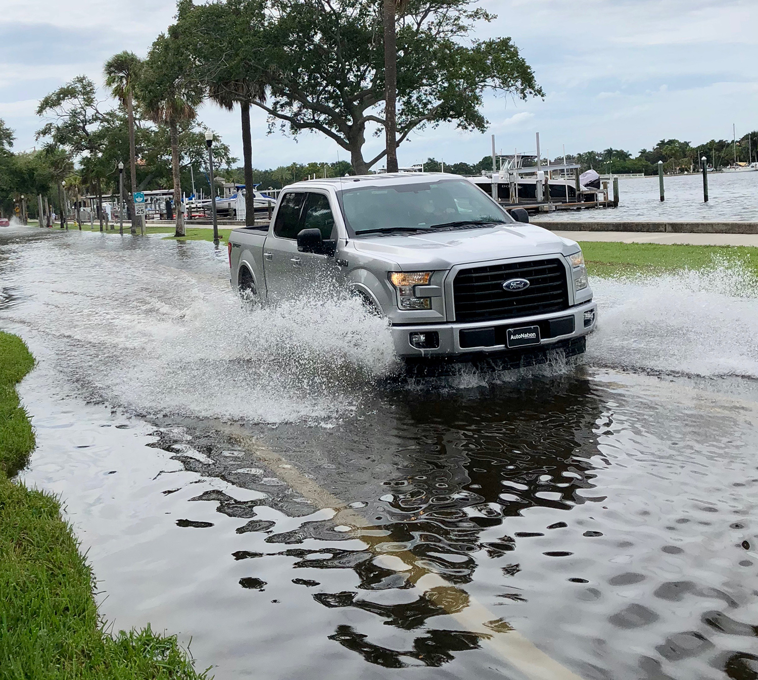 Street flooding in Coffee Pot Bayou, St. Petersburg October 9, 2018. Photo credit Dr. Jackie Dixon, USF College of Marine Science.