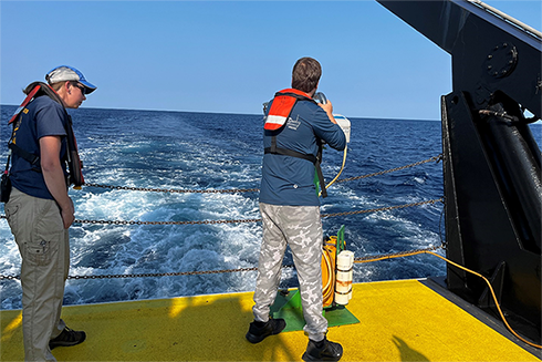 The science party also got to go through many of the safety drills commonly done when a vessel leaves port. 