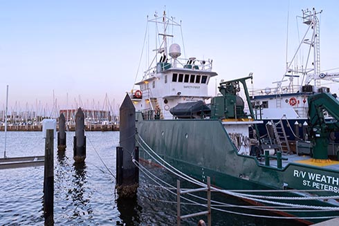 The R/V Weatherbird II preparing for a five day cruise in the Gulf of Mexico. Photo credit: Carlyn Scott