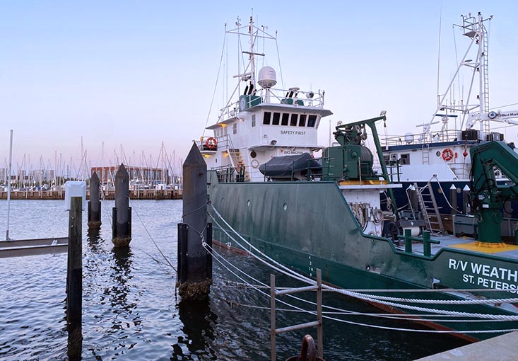 The R/V Weatherbird II preparing for a five day cruise in the Gulf of Mexico. Photo credit: Carlyn Scott