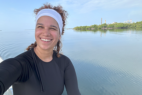 CMS graduate student Angelique Rosa Marín conducts research at Puerto Rico’s Jobos Bay National Estuarine Research Reserve.