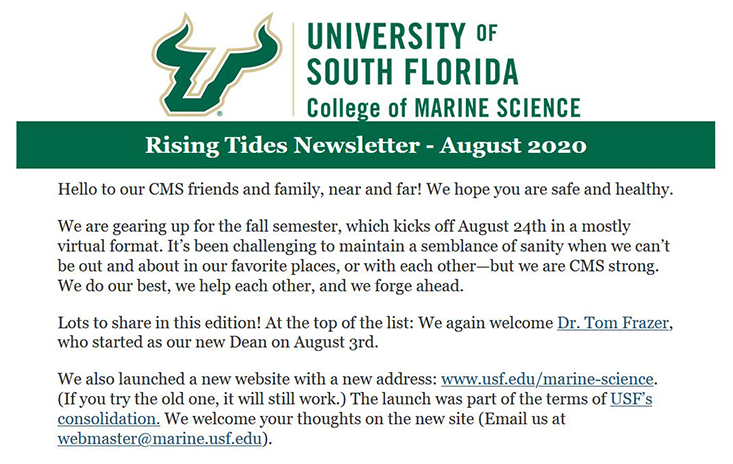 View our Rising Tides Newsletter, August 2020 edition.