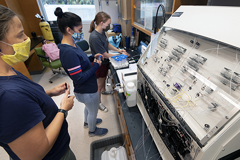 Kristen Buck, PhD (far left), led the USF Piney Point field sampling effort and water chemistry analyses.