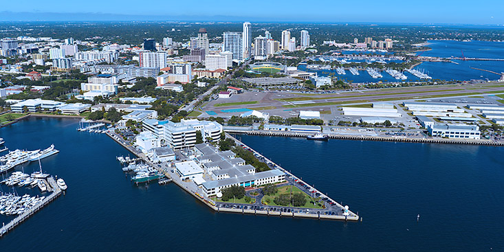 An aerial view of the University of South Florida College of Marine Science.
