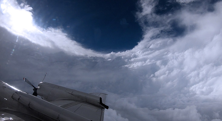 The view from inside Hurricane Florence in 2018. Credit: Nick Underwood/NOAA