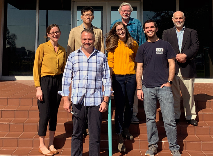 From left to right, back row, Bea Combs, Jing Chen, Professor Al Hine, Mr. Jim Aresty. Front row: Mr. Jason Mathis, Ryan Venturelli and Jonathan Sharp. Not pictured: Ellie Hudson-Heck.