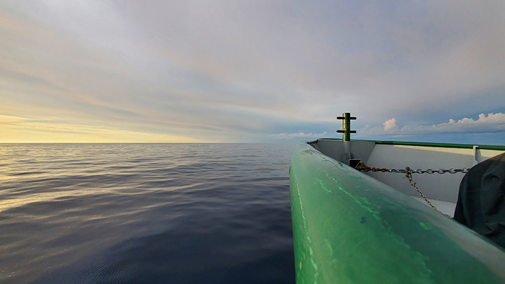 R/V Weatherbird II Bow heading out