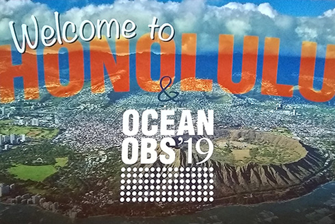 The opening slide welcoming all attendees to the Ocean Obs '19 conference was accompanied by a soothing ukele tune. Perfect mood music!