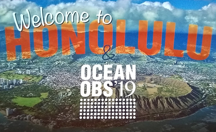 The opening slide welcoming all attendees to the Ocean Obs '19 conference was accompanied by a soothing ukele tune. Perfect mood music!