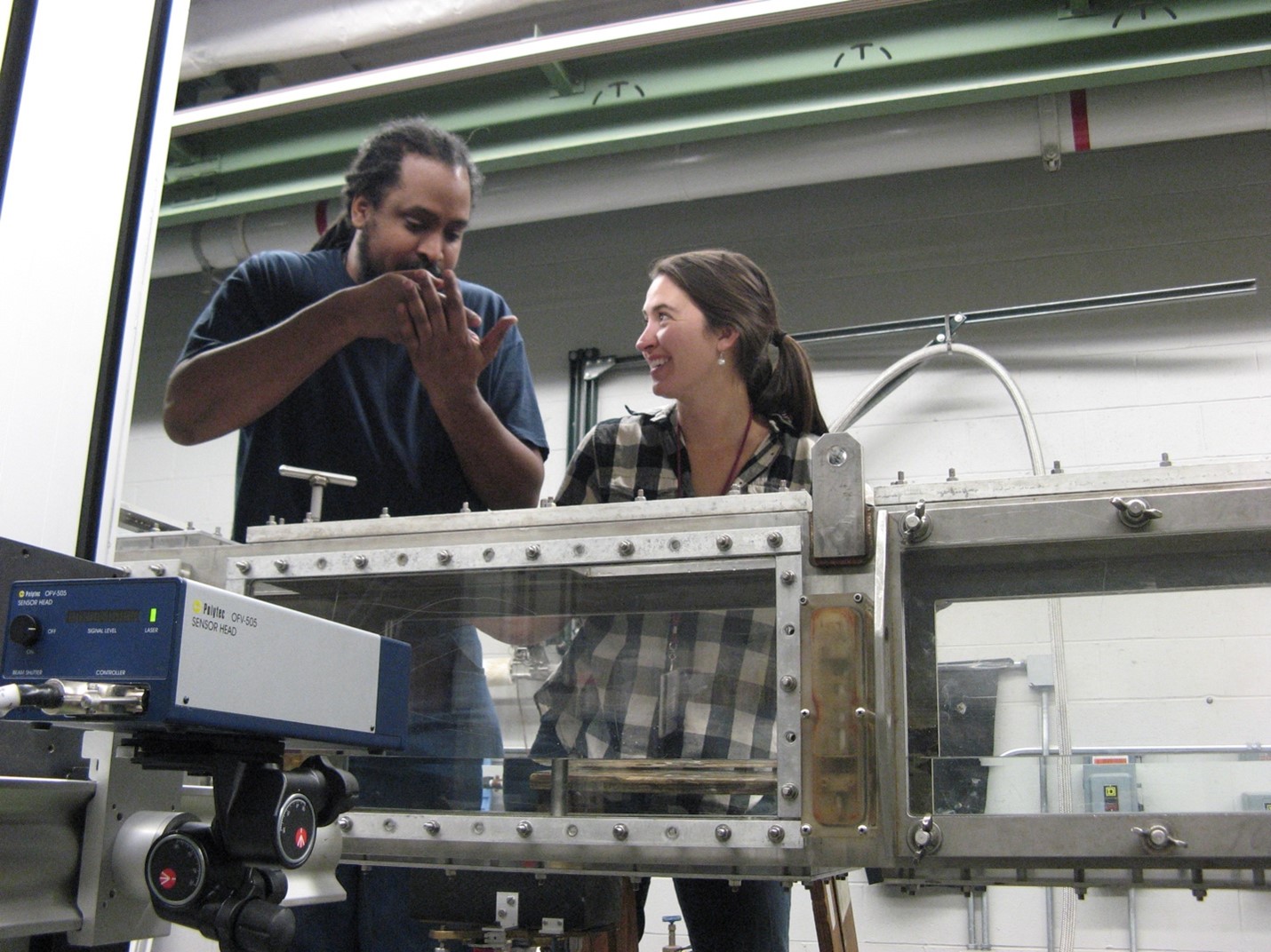 Working in a water tunnel with my collaborator Dr. William Martin – they recently published a new book chapter!