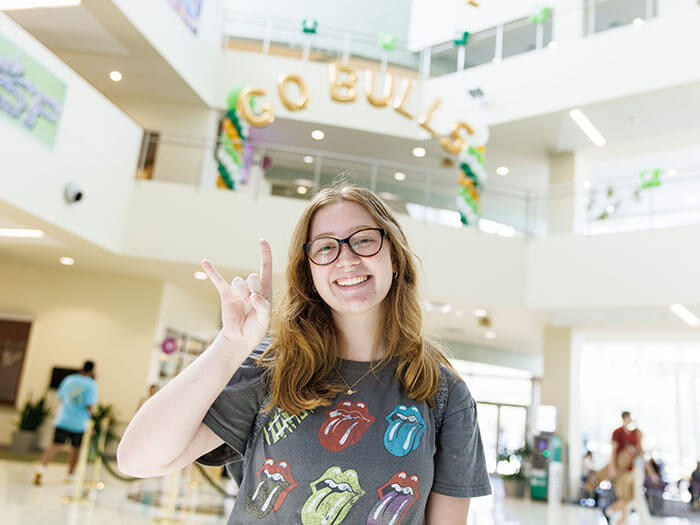 Student looking happy during first day of classes