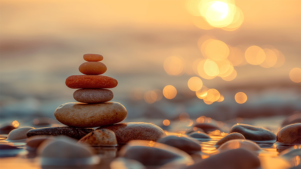 Relaxation rocks piled on top of eachother