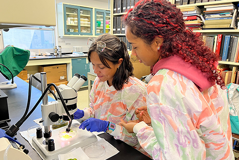 Two students in a lab