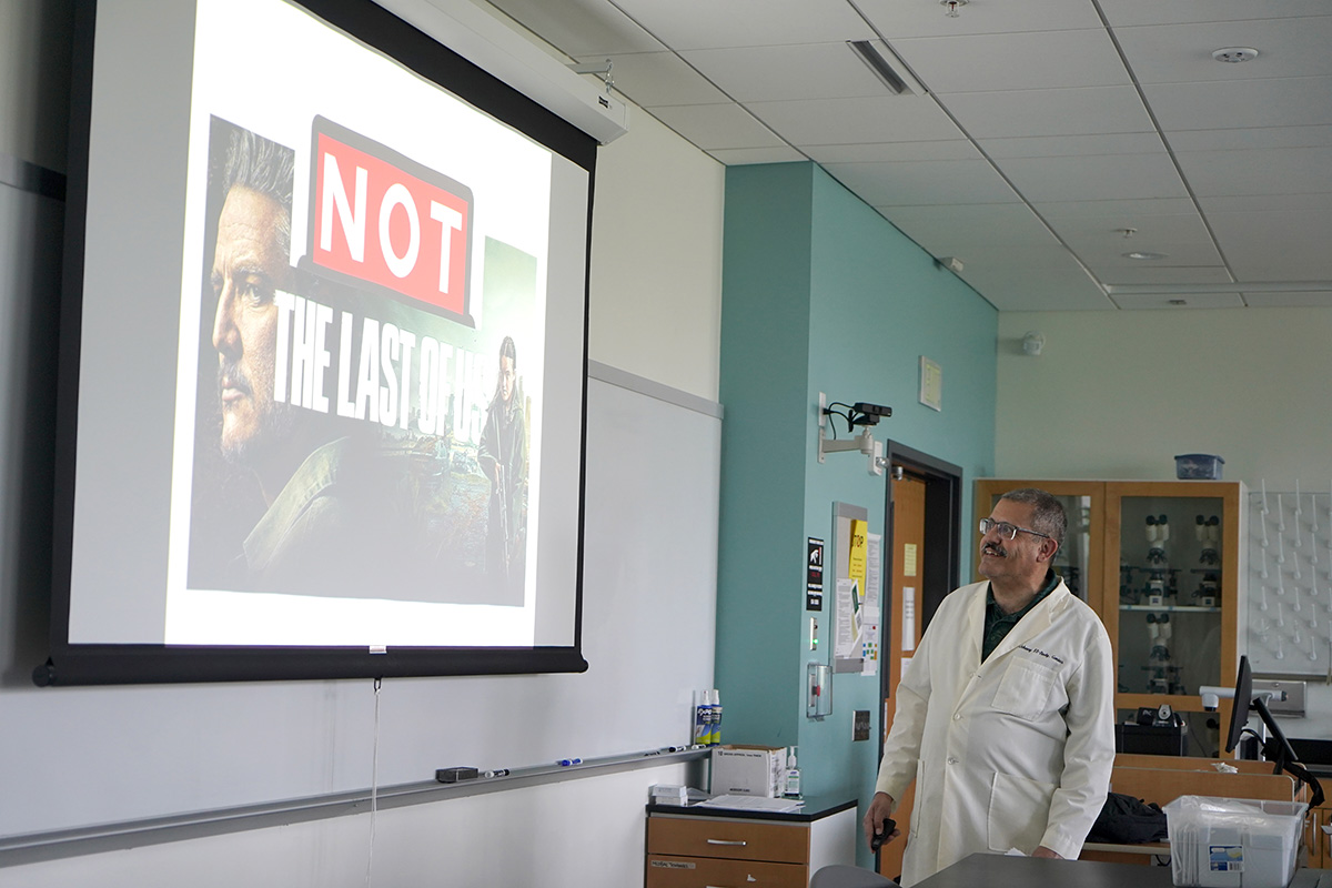 the show displayed on the screen in the classroom