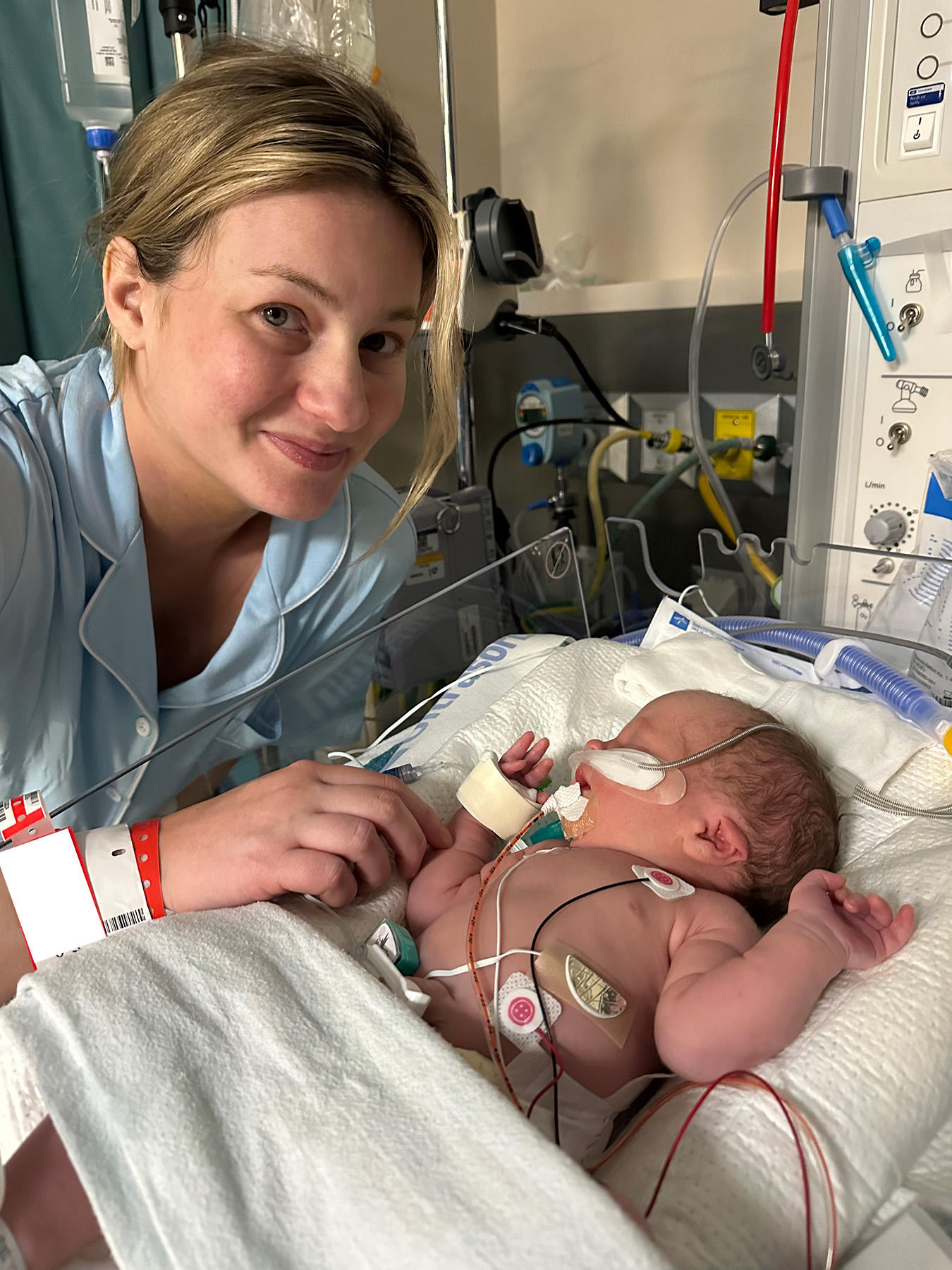 Womack with her baby in the ICU