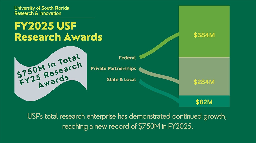 Graphic outlines the breakdown of research funding