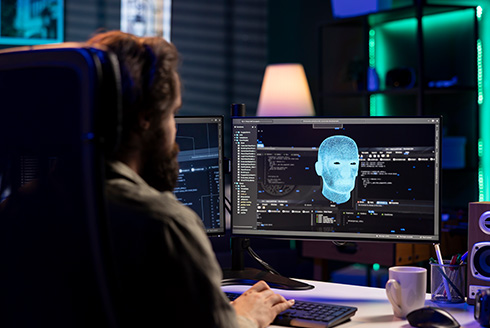 facial scan on computer screen