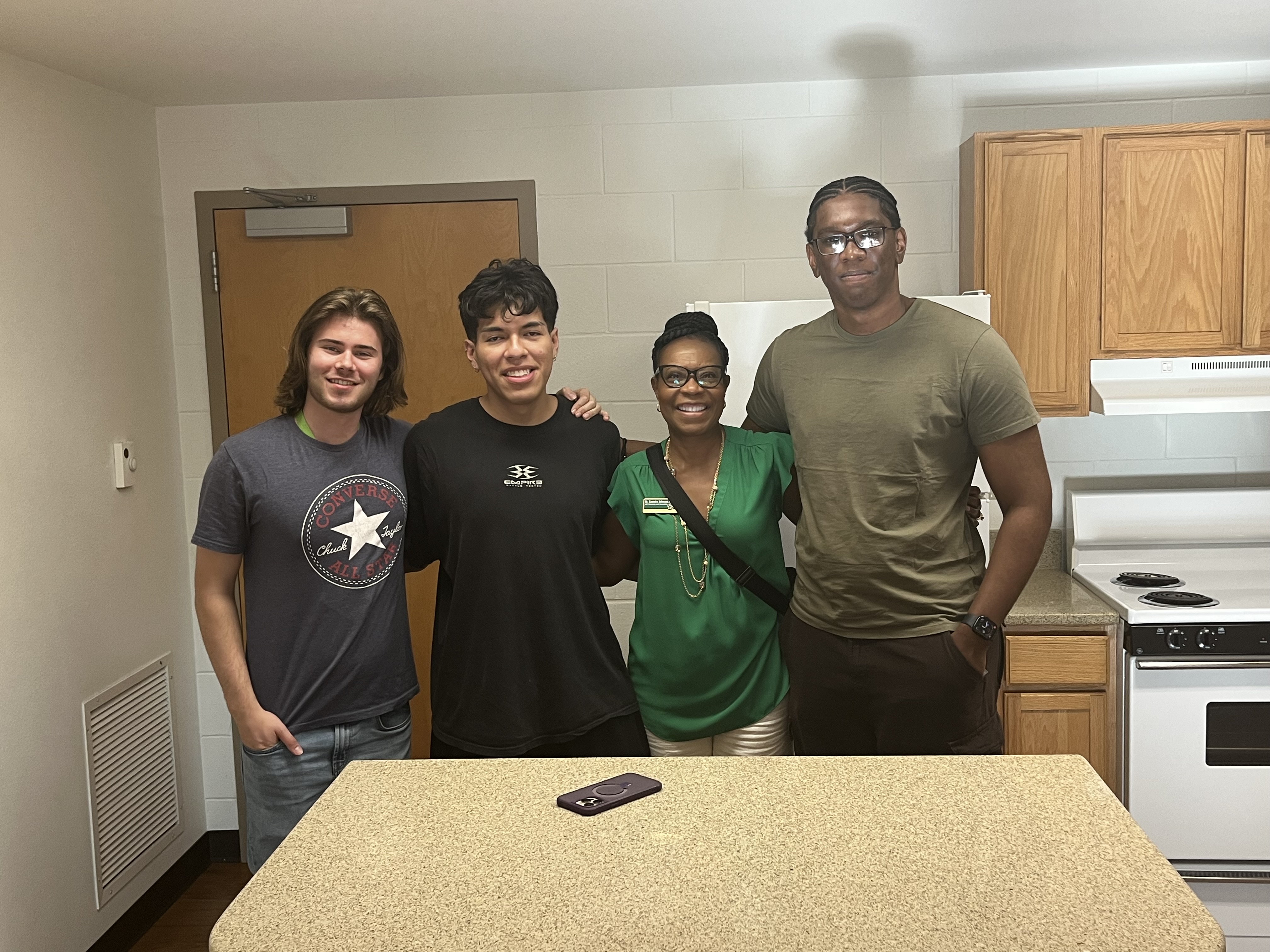 Johnson Austin with students Texeira, Sicaju and Semedo