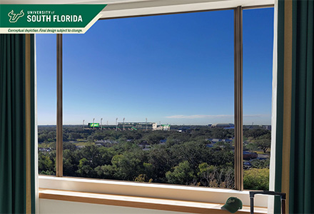 Rendering shows view of on-campus stadium