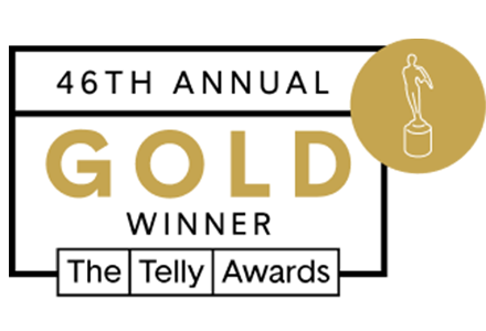 Graphic that demonstrates Gold Telly Award