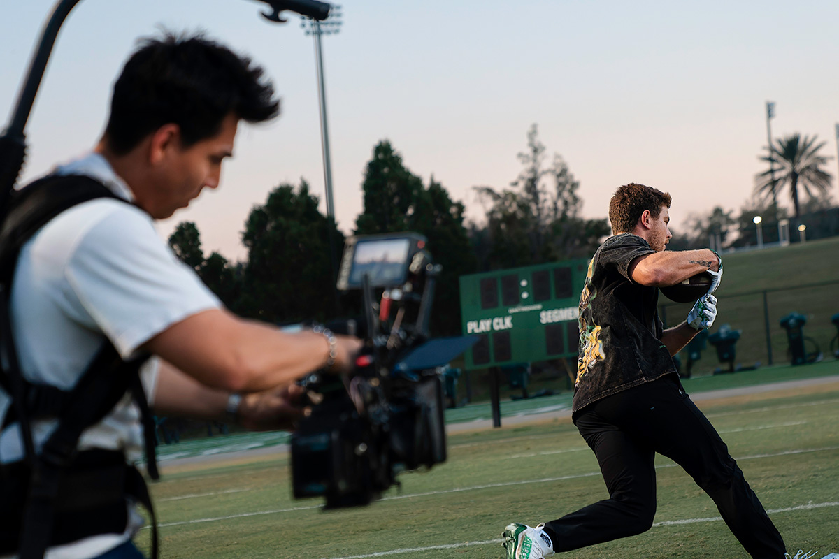 Capturing an athlete running on-camera