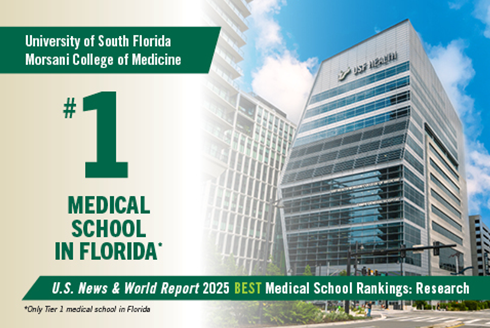 Graphic that says USF Morsani College of Medicine No. 1 medical school in Florida