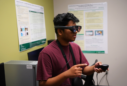 adult wearing an extended reality headset