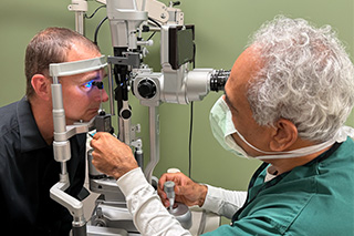 Dr. Ayalla and his glaucoma test