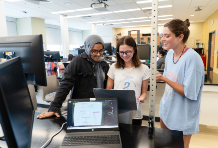 seniors in biomedical engineering with their capstone project