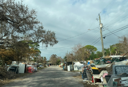 Road damage after Hurricane Milton