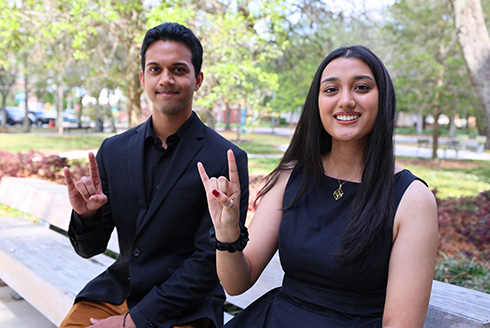 Caleb Fernandes and USF College of Arts and Sciences student Diya Upadhyaya 