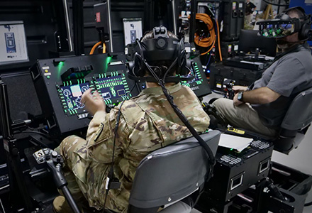 Member of the military participates in simulation