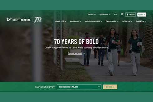 new USF homepage