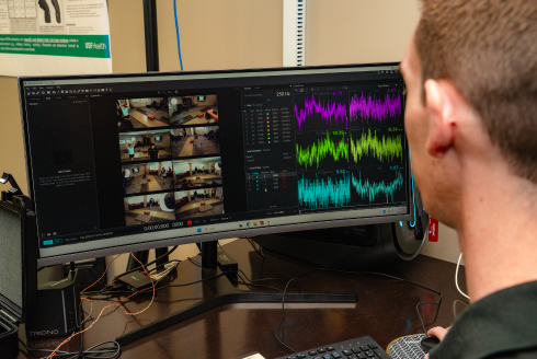 Close up of data collected from knee sleeve being viewed by a researcher.