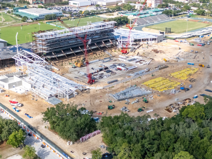construction progress of the new USF football stadium