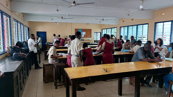 Ghanian Students learning water treatment