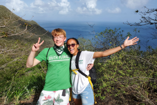 Two ONS gilman scholars hiking on their trip abroad.