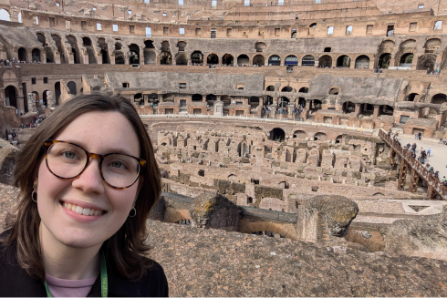 Emmy Stepp stands in front of the Colosseum in Rome