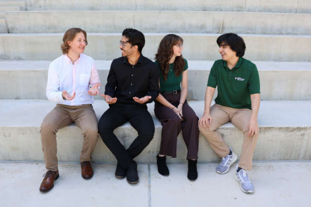 Goldwater Scholars talking on steps
