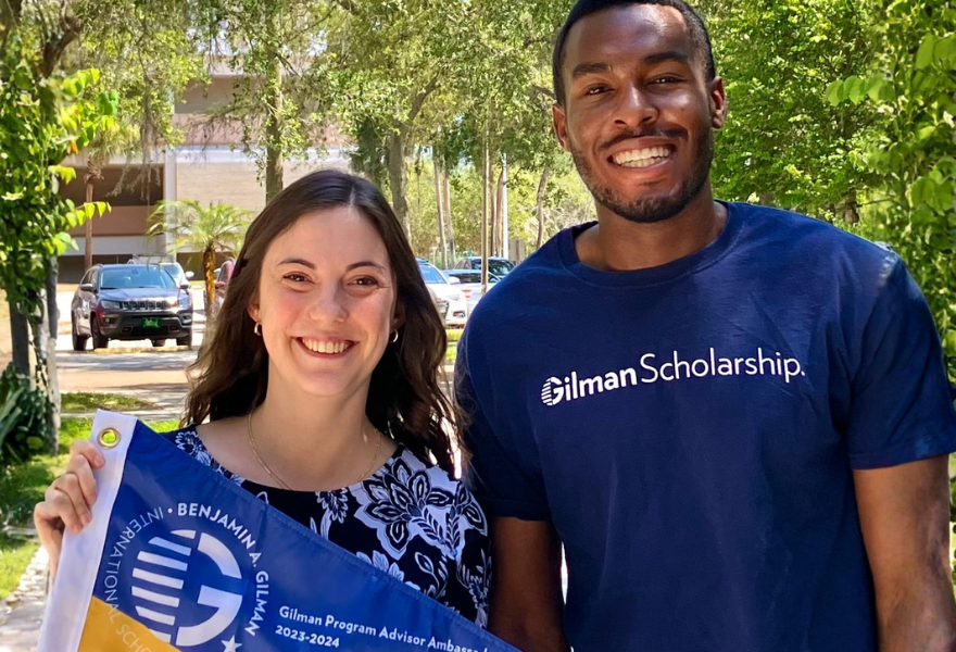 Lauren Roberts and a Gilman representative