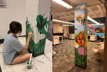 Mckenzie painting mural on column