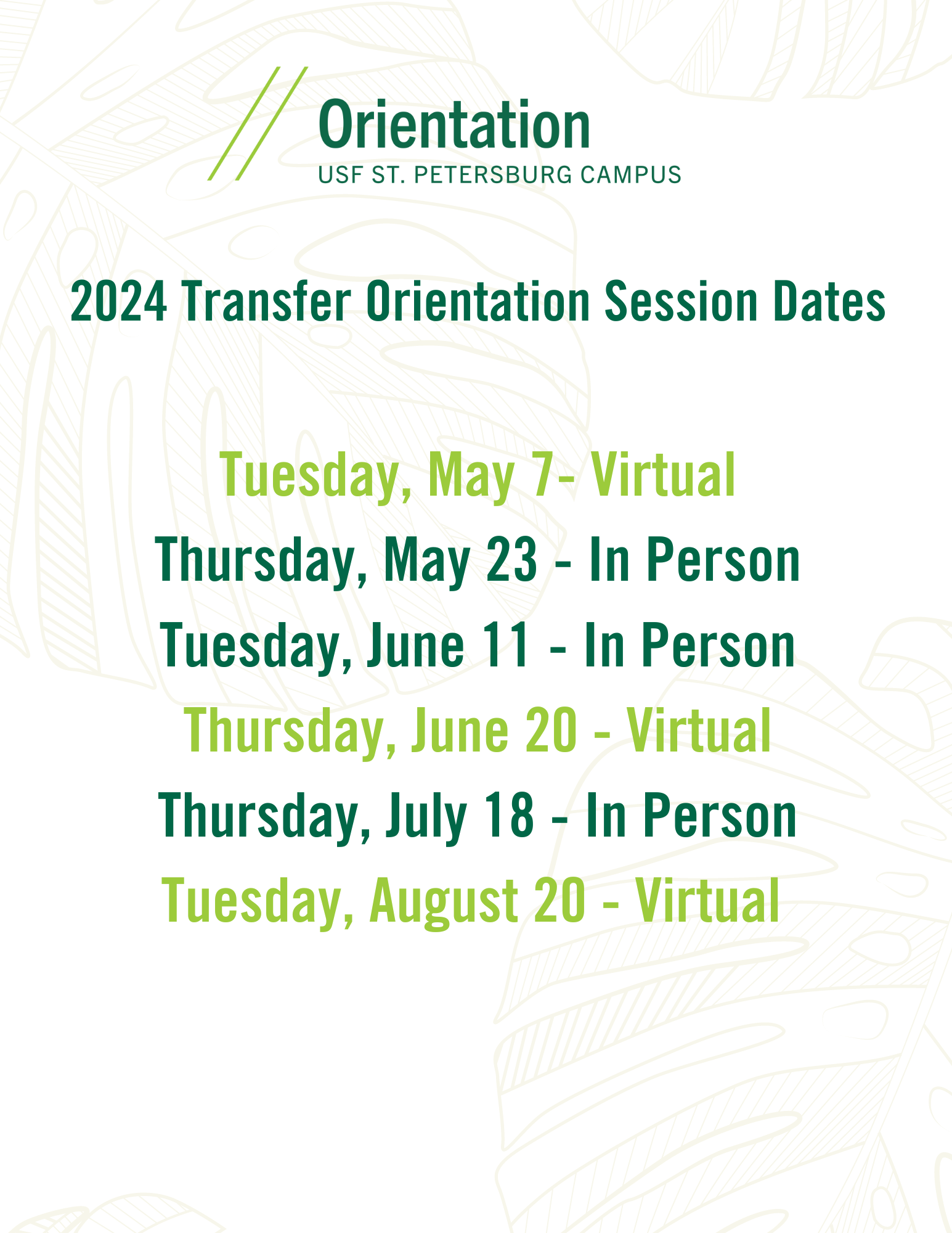 USF Orientation Dates