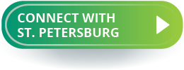 gradient button with words that reads connect with St. Petersburg; goes to community relations at st petersburg website