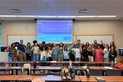 Group photo of speaker series event with Anthony Halcyon