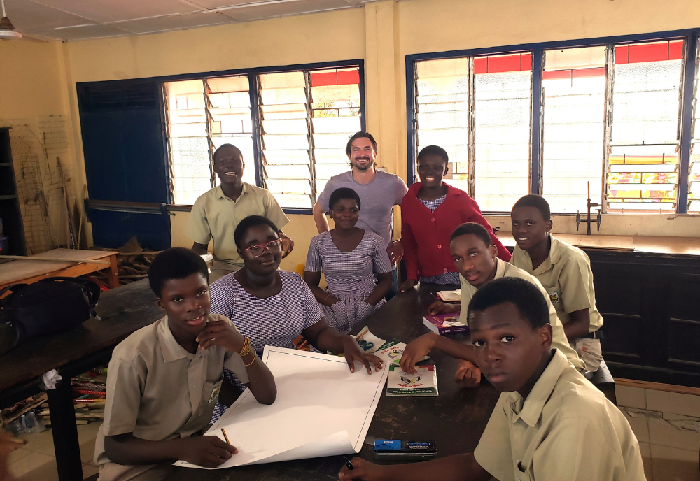 Nathan Lafata alongside Ghana Students
