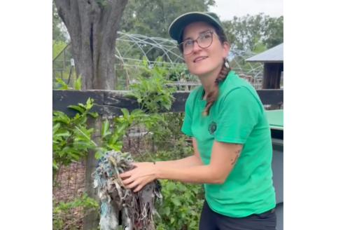 Ericka Leigh showing textile composting