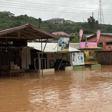 a flood in a village in ghana