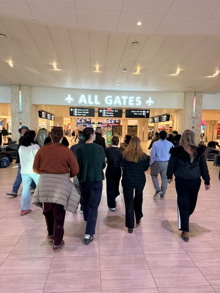 Students walking through the Tampa International Airport